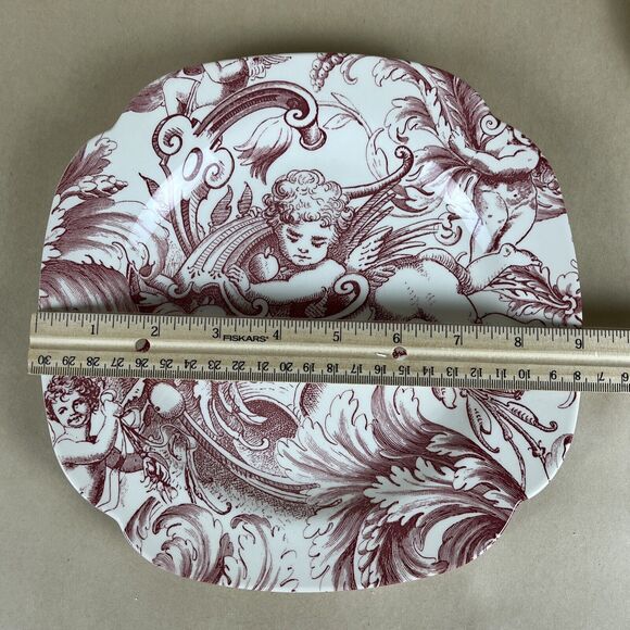 Spode‎ Bomboniere Cherub 9" Square Salad Plate Pink Red - Picture 6 of 9